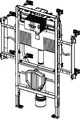 Montageframe von TECE mit Spülkasten und Keramikbefestigung. Das Modul ist für die Installation in Sanitärbereichen vorgesehen.